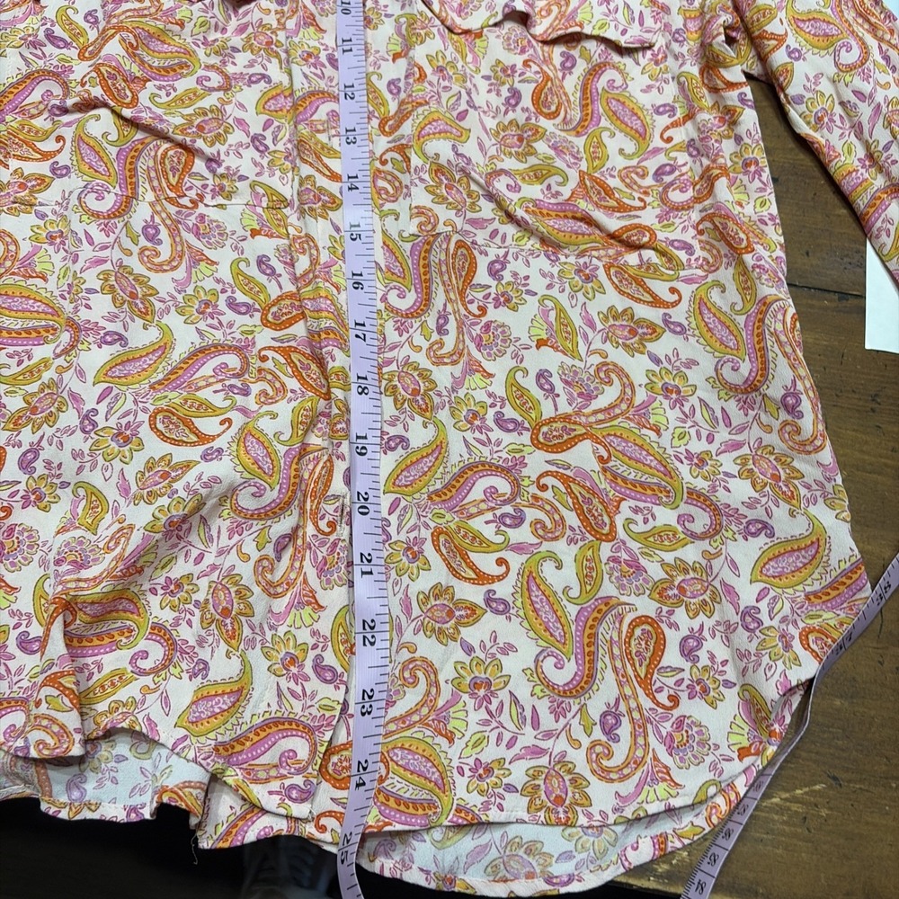 ZARA Workwear Paisley Lightweight Button Down Shirt Women's Medium Runs Small - Picture 7 of 7
